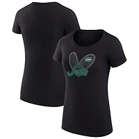 Women's G-III 4Her by Carl Banks Black New York Jets Super-Slim Fit Lightweight Animal Print Heart T-Shirt