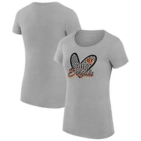Women's G-III 4Her by Carl Banks Heather Gray Cincinnati Bengals Super-Slim Fit Lightweight Animal Print Heart T-Shirt