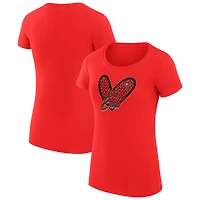 Women's G-III 4Her by Carl Banks Red Tampa Bay Buccaneers Super-Slim Fit Lightweight Animal Print Heart T-Shirt