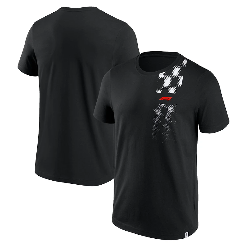 Men's Black Formula 1 Half Tone Grid T-Shirt