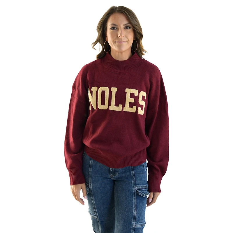 Women's Garnet Florida State Seminoles Oversized Varsity Sweater