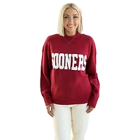 Women's  Crimson Oklahoma Sooners Oversized Varsity Sweater