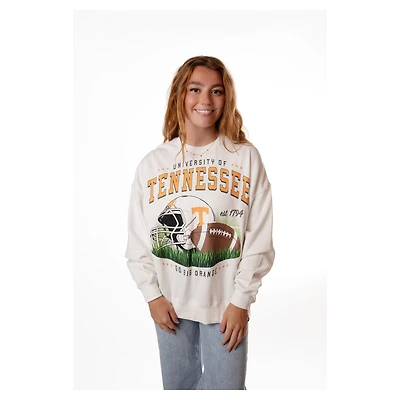 Women's White Tennessee Volunteers Oversized Malone Multimedia Football Pullover Sweatshirt