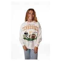 Women's White Tennessee Volunteers Oversized Malone Multimedia Football Pullover Sweatshirt