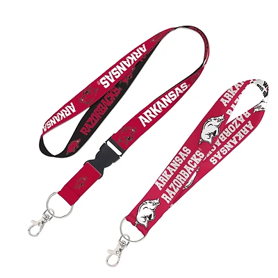 WinCraft Arkansas Razorbacks 2-Pack Lanyard with Detachable Buckle & Key Strap Set