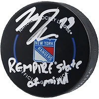 Matt Rempe New York Rangers Autographed Official Game Puck with "Rempire State of Mind" Inscription