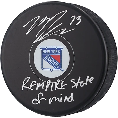 Matt Rempe New York Rangers Autographed Hockey Puck with "Rempire State of Mind" Inscription