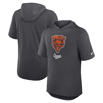 Men's Nike Anthracite Chicago Bears Tri-Blend Performance Hoodie T-Shirt