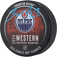Zach Hyman Edmonton Oilers 2024 Western Conference Champions Autographed Hockey Puck