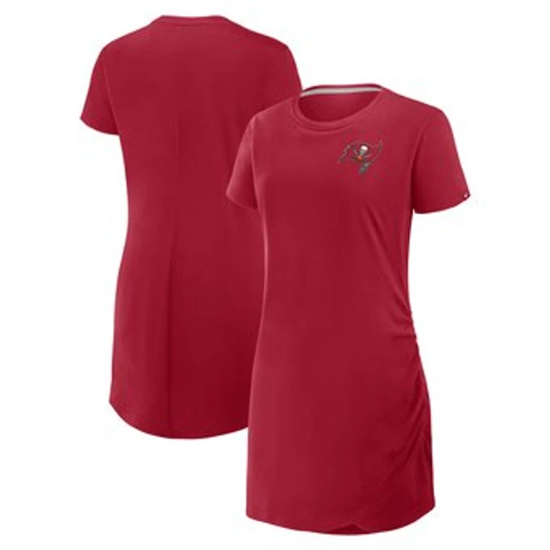 Women's Fanatics Red Tampa Bay Buccaneers Ruched Drape T-Shirt Dress