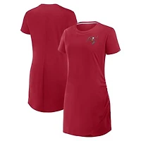 Women's Fanatics Red Tampa Bay Buccaneers Ruched Drape T-Shirt Dress