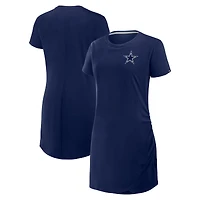 Women's Fanatics Navy Dallas Cowboys Ruched Drape T-Shirt Dress