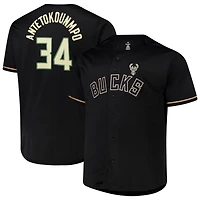 Men's Profile Giannis Antetokounmpo Black Milwaukee Bucks Big & Tall Name & Number Button-Up Jersey