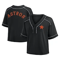Women's Fanatics Black Houston Astros Oversized Champ Game Cropped V-Neck T-Shirt