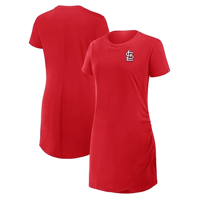 Women's Fanatics Red St. Louis Cardinals Ruched Drape T-Shirt Dress