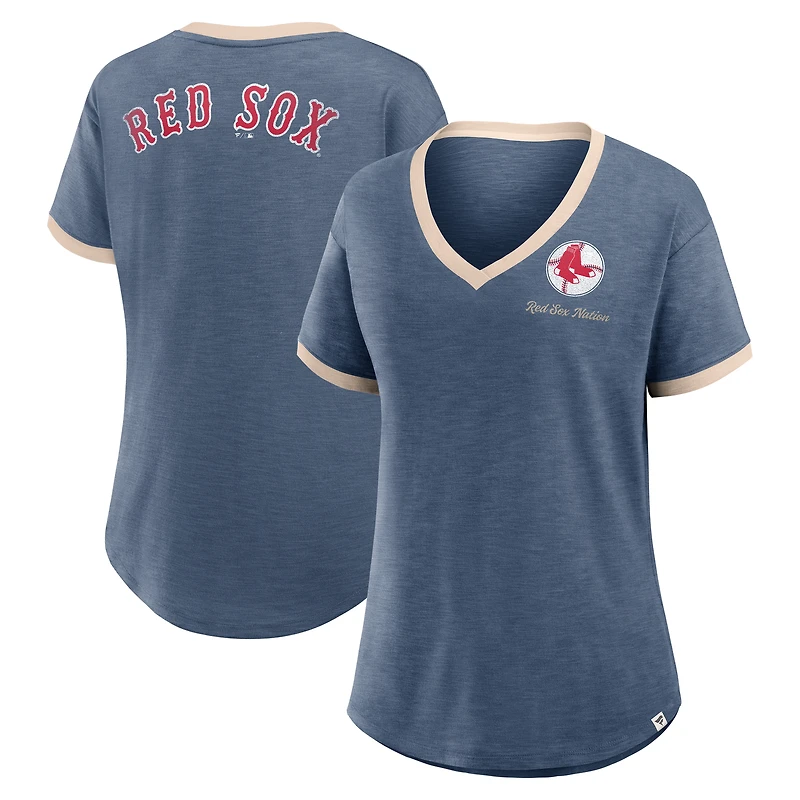 Women's Fanatics Navy Boston Red Sox Binge Worthy Stadium Slub V-Neck T-Shirt