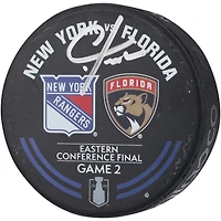 Chris Kreider New York Rangers Autographed Practice-Used Warm-Up Puck from Game 2 of the Eastern Conference Finals during the 2024 Stanley Cup Playoffs vs. Florida Panthers