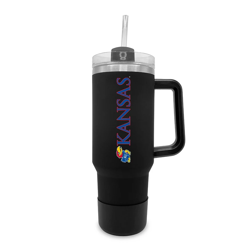 Kansas Jayhawks 40oz. Stainless Tumbler with Handle & Removable Straw