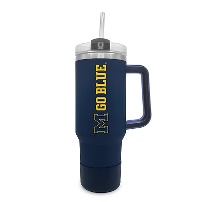 Michigan Wolverines 40oz. Stainless Tumbler with Handle & Removable Straw