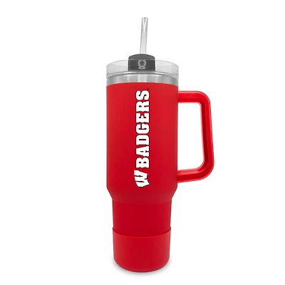 Wisconsin Badgers 40oz. Stainless Tumbler with Handle & Removable Straw