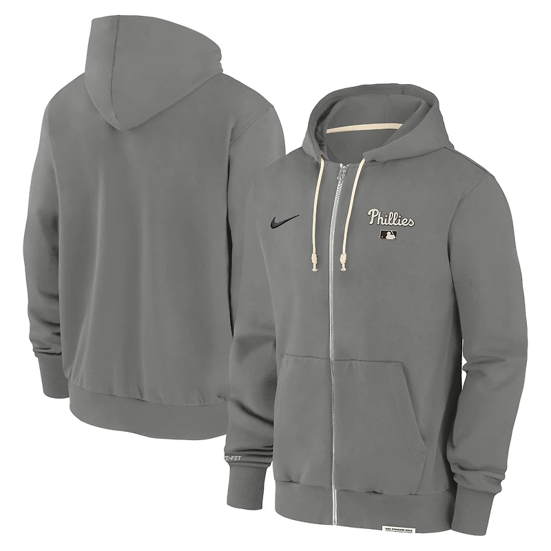 Men's Nike Charcoal Philadelphia Phillies Authentic Collection Travel Performance Full-Zip Hoodie