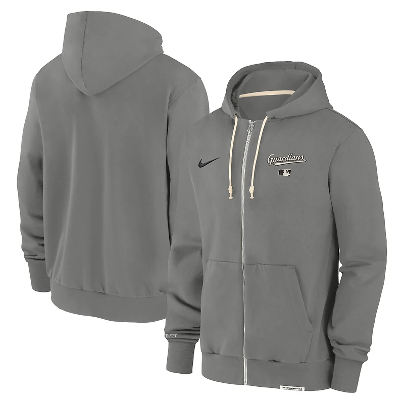 Men's Nike Charcoal Cleveland Guardians Authentic Collection Travel Performance Full-Zip Hoodie