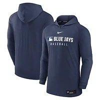 Men's Nike  Heather Navy Toronto Blue Jays Authentic Collection Tri-Blend Dri-FIT Hoodie