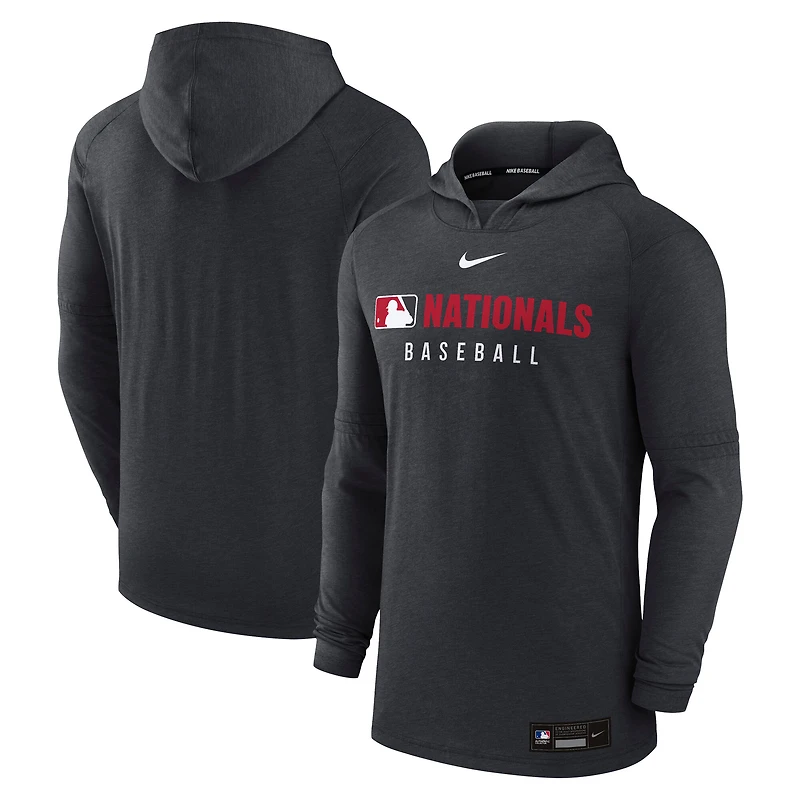Men's Nike Heather Black Washington Nationals Authentic Collection Tri-Blend Dri-FIT Hoodie