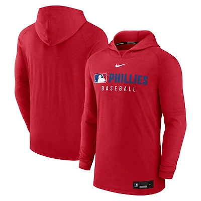 Men's Nike Heather Red Philadelphia Phillies Authentic Collection Lightweight Dri-FIT Hoodie