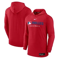 Men's Nike  Heather Red Philadelphia Phillies Authentic Collection Lightweight Dri-FIT Hoodie