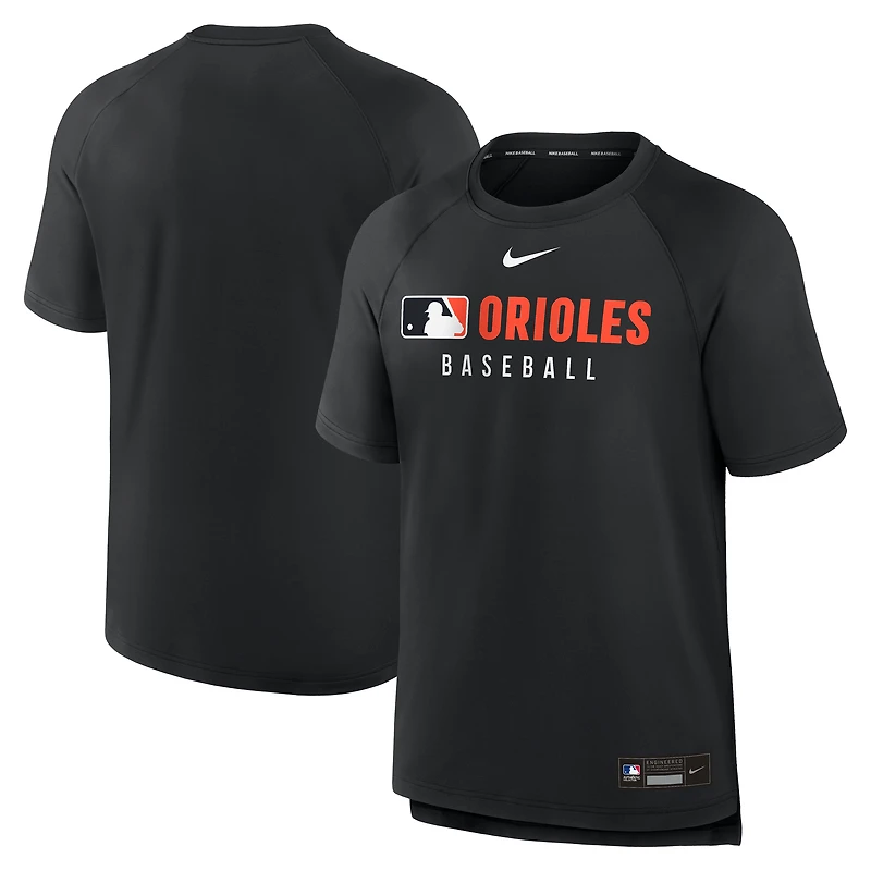Men's Nike Black Baltimore Orioles Authentic Collection Pregame Raglan Dri-FIT T-Shirt
