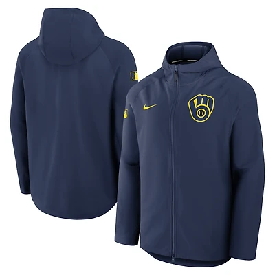 Men's Nike Navy Milwaukee Brewers Authentic Collection Raglan Performance Full-Zip Jacket