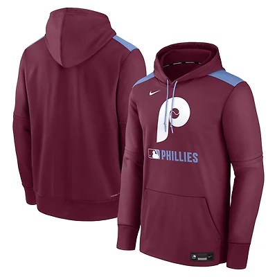 Men's Nike Burgundy Philadelphia Phillies Authentic Collection Performance Pullover Hoodie