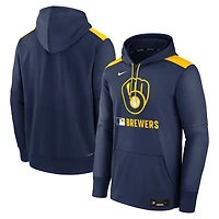 Men's Nike Navy Milwaukee Brewers Authentic Collection Performance Pullover Hoodie