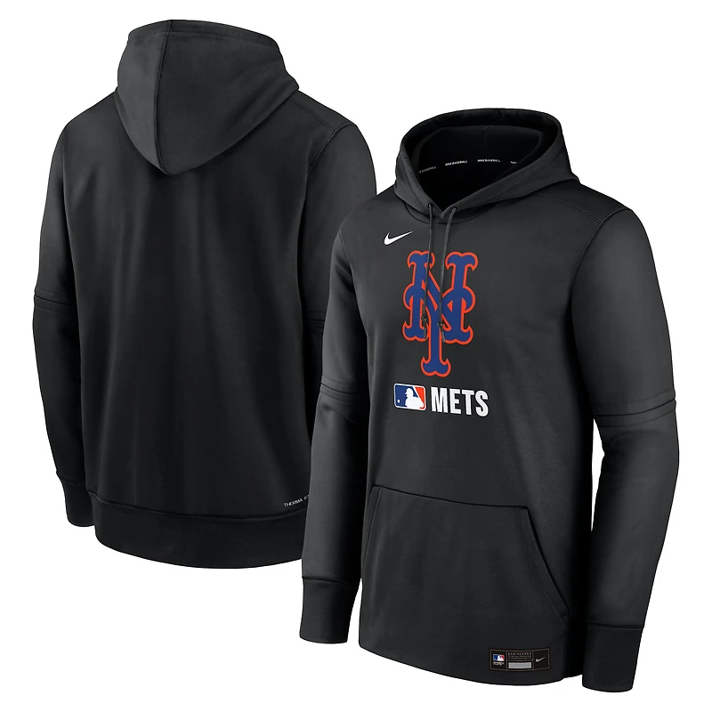 Men's Nike Black New York Mets Authentic Collection Performance Pullover Hoodie