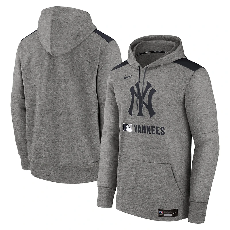Men's Nike Heather Charcoal New York Yankees Authentic Collection Performance Pullover Hoodie