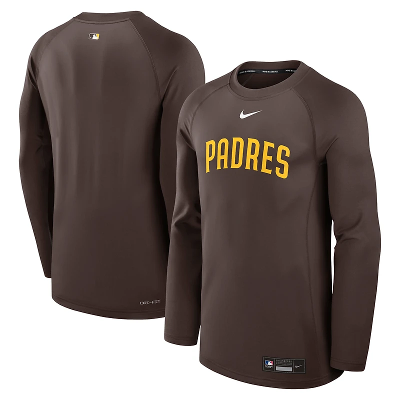 Men's Nike Brown San Diego Padres Authentic Collection Game Time Raglan Performance Long Sleeve T-Shirt