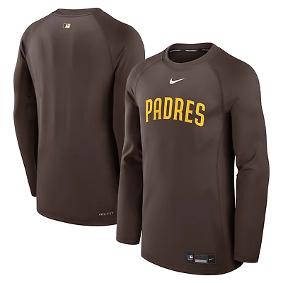Men's Nike Brown San Diego Padres Authentic Collection Game Time Raglan Performance Long Sleeve T-Shirt