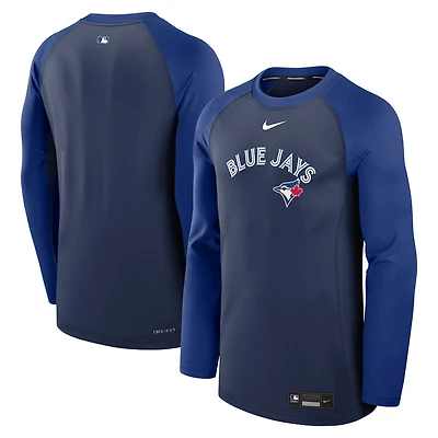 Men's Nike Navy/Royal Toronto Blue Jays Authentic Collection Game Time Raglan Performance Long Sleeve T-Shirt