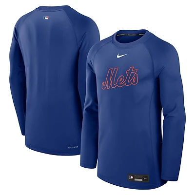 Men's Nike Royal New York Mets Authentic Collection Game Time Raglan Performance Long Sleeve T-Shirt