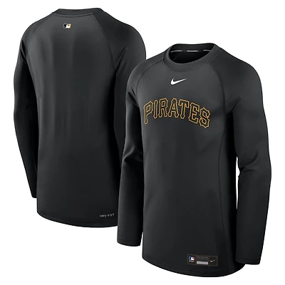 Men's Nike Black Pittsburgh Pirates Authentic Collection Game Time Raglan Performance Long Sleeve T-Shirt