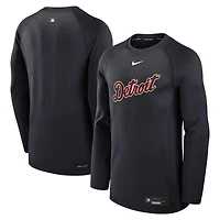 Men's Nike /Navy Detroit Tigers Authentic Collection Game Time Raglan Performance Long Sleeve T-Shirt