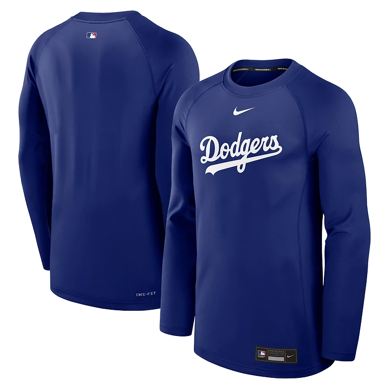 Men's Nike Royal Los Angeles Dodgers Authentic Collection Game Time Raglan Dri-FIT Long Sleeve T-Shirt