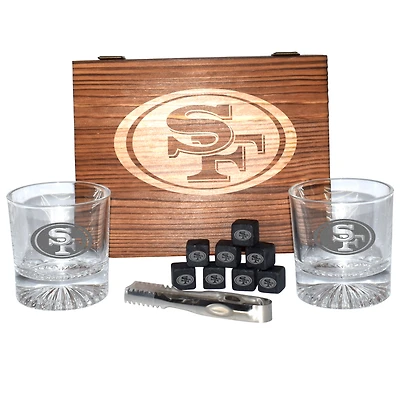 The Memory Company San Francisco 49ers Wood Boxed Drinkware Set