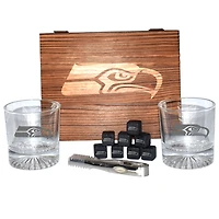 The Memory Company Seattle Seahawks Wood Boxed Drinkware Set