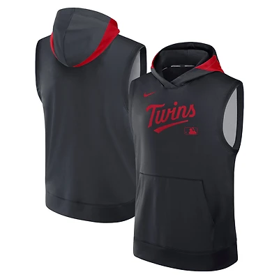 Men's Nike Navy Minnesota Twins Authentic Collection Dri-FIT Sleeveless Hoodie