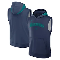 Men's Nike Navy Seattle Mariners Authentic Collection Dri-FIT Sleeveless Hoodie