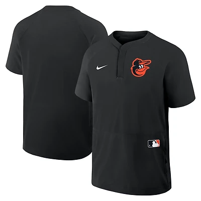 Men's Nike Black Baltimore Orioles Authentic Collection Raglan Short Sleeve Windshirt
