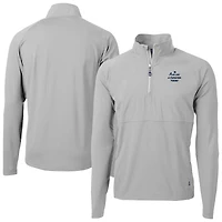 Men's Cutter & Buck Gray Notre Dame Fighting Irish Play Like A Champion Today Adapt Eco Knit Stretch Hybrid Recycled Quarter-Zip Pullover Top