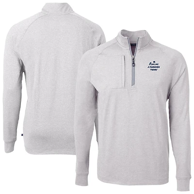 Men's Cutter & Buck Heather Gray Notre Dame Fighting Irish Play Like A Champion Today Adapt Eco Knit Heather Quarter-Zip Sweatshirt